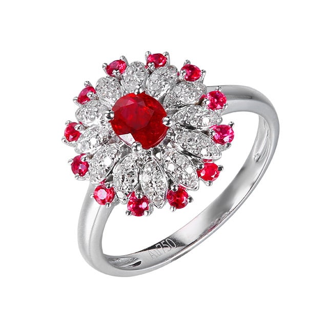 14k Gold 0.74 Ctw Natural Ruby & Diamond Ring - 5
