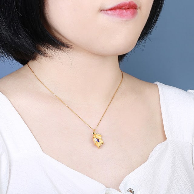 14k Gold 0.59 Ctw Natural Sapphire & Diamond Pendant( Without Chain ) - 6