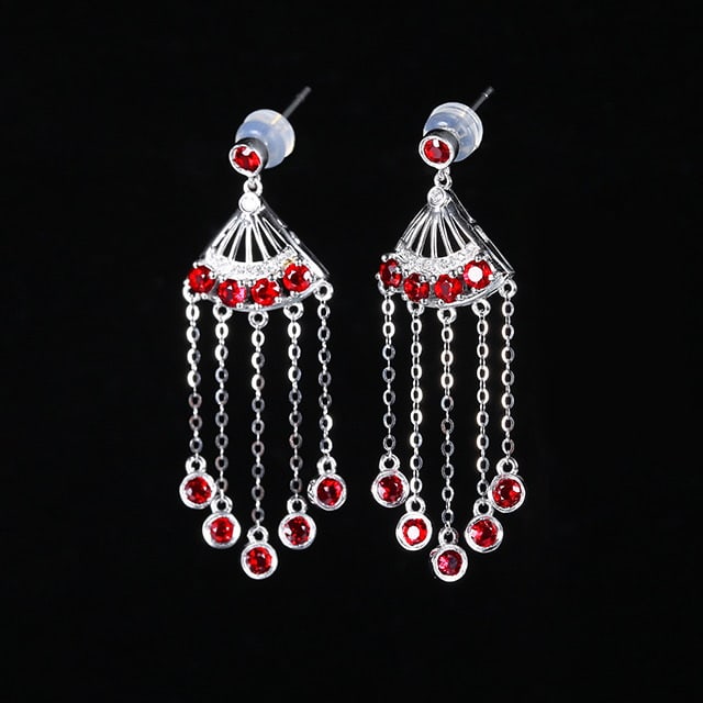 14k Gold 1.82 Ctw Natural Ruby & Diamond Earrings - 2