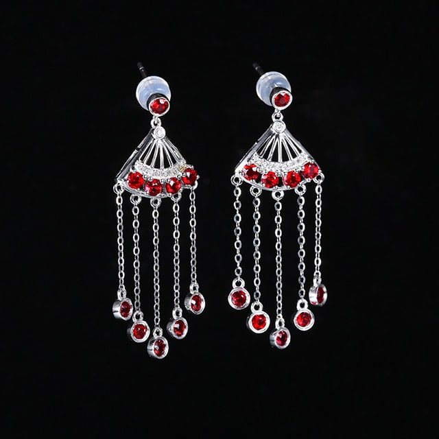 14k Gold 1.82 Ctw Natural Ruby & Diamond Earrings - 3