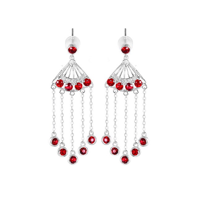 14k Gold 1.82 Ctw Natural Ruby & Diamond Earrings - 5