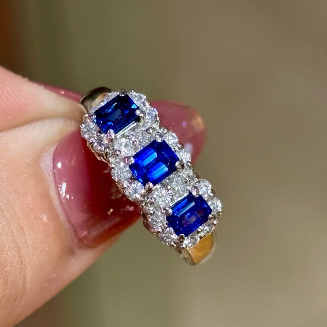 14k Gold 1.70 Ctw Natural Sapphire & Diamond Ring - 2