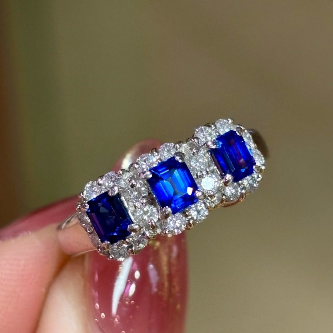 14k Gold 1.70 Ctw Natural Sapphire & Diamond Ring - 6