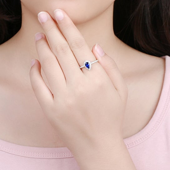 14k Gold 1.01 Ctw Natural Sapphire & Diamond Ring - 5