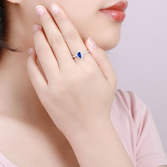 14k Gold 1.01 Ctw Natural Sapphire & Diamond Ring - 6