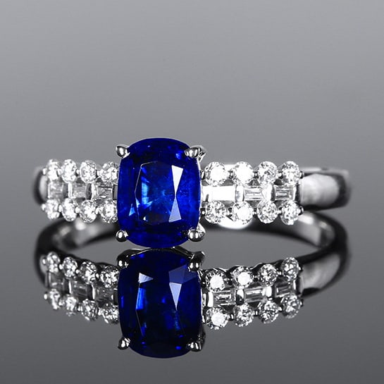 14k Gold 1.46 Ctw Natural Sapphire & Diamond Ring - 2