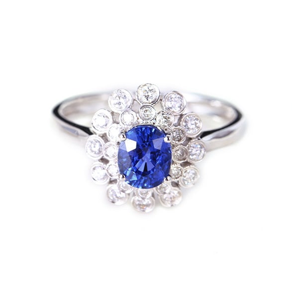 14k Gold 1.50 Ctw Natural Sapphire & Diamond Ring - 5