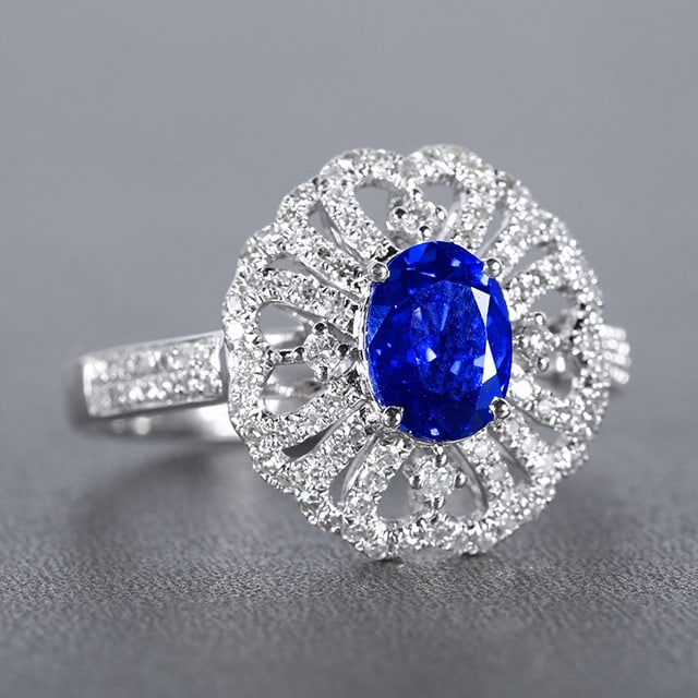 14k Gold 1.54 Ctw Natural Sapphire & Diamond Ring - 2