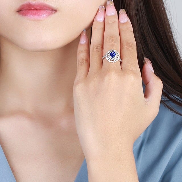 14k Gold 1.54 Ctw Natural Sapphire & Diamond Ring - 4