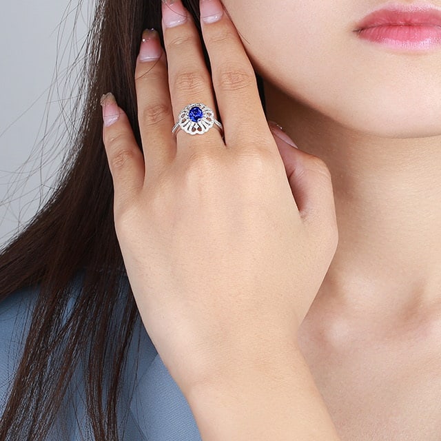 14k Gold 1.54 Ctw Natural Sapphire & Diamond Ring - 5