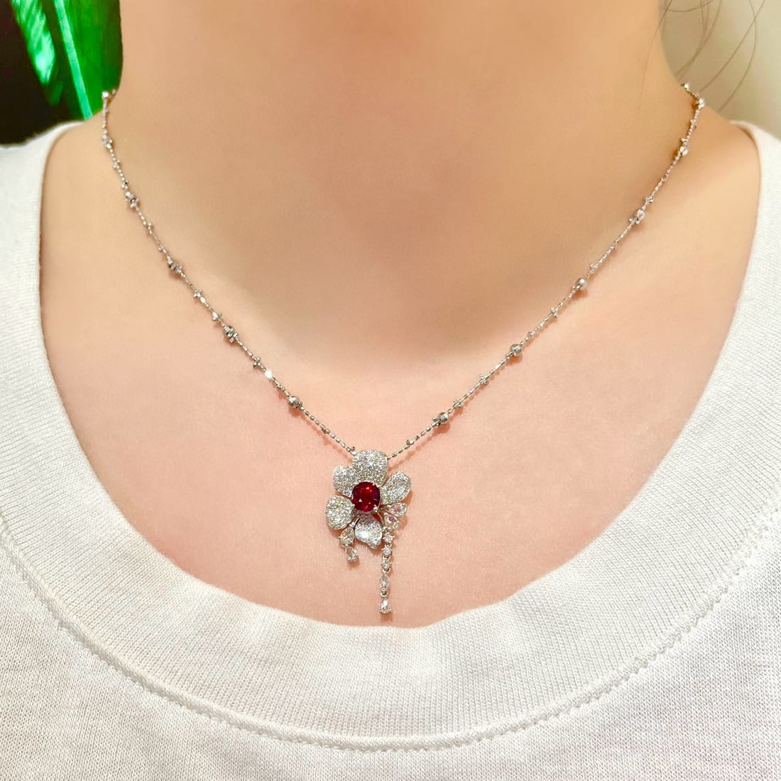 14k Gold 1.73 Ctw Natural Ruby & Diamond Pendant( Without Chain ) - 2