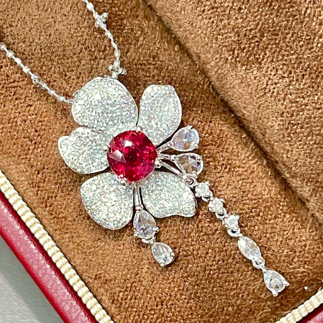 14k Gold 1.73 Ctw Natural Ruby & Diamond Pendant( Without Chain ) - 3