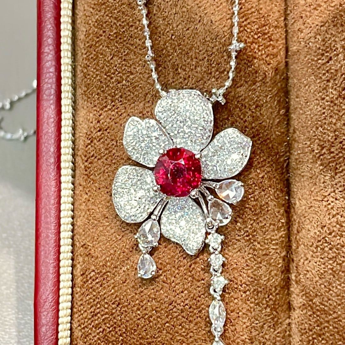 14k Gold 1.73 Ctw Natural Ruby & Diamond Pendant( Without Chain ) - 4
