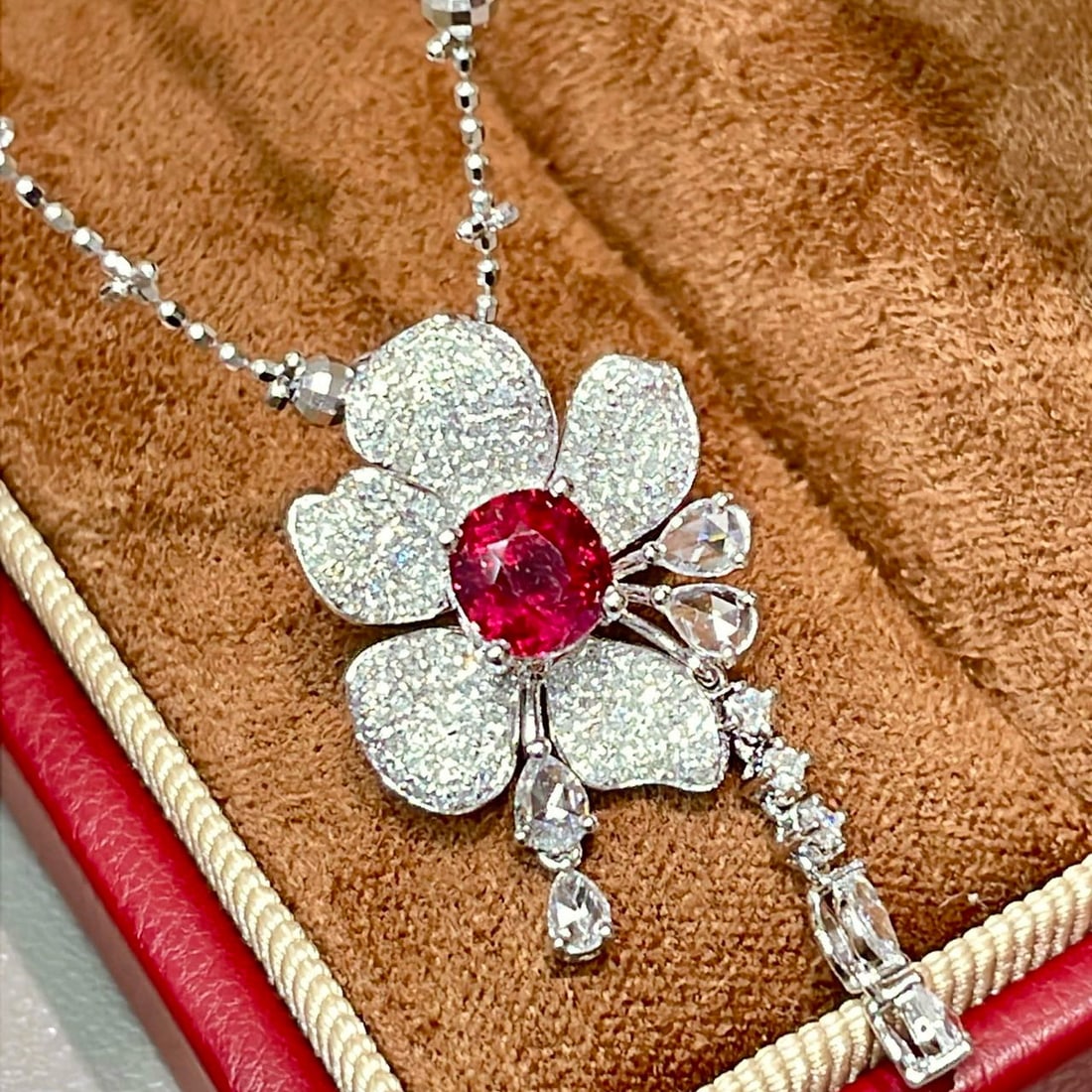 14k Gold 1.73 Ctw Natural Ruby & Diamond Pendant( Without Chain ) - 5