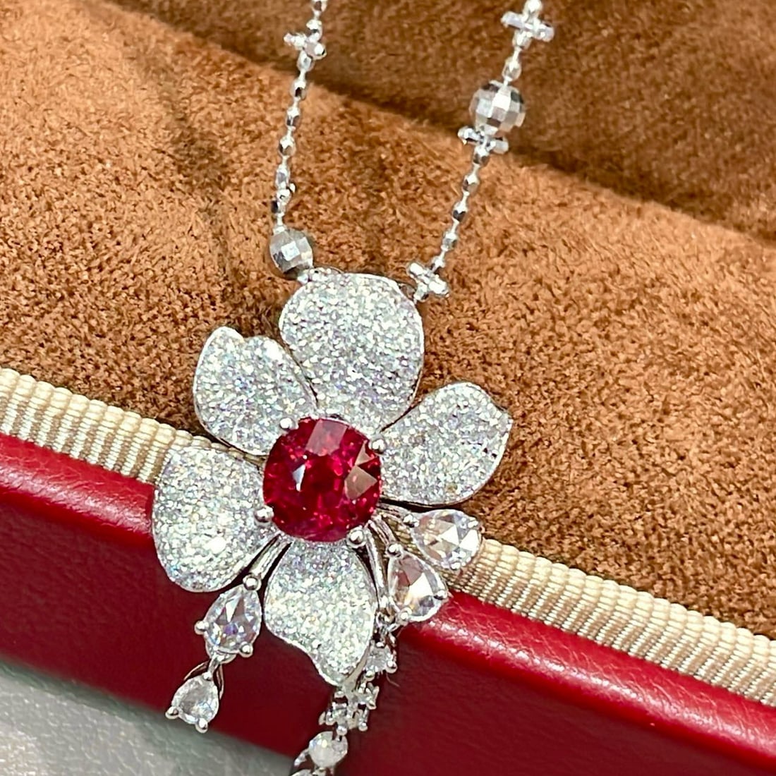 14k Gold 1.73 Ctw Natural Ruby & Diamond Pendant( Without Chain ) - 6