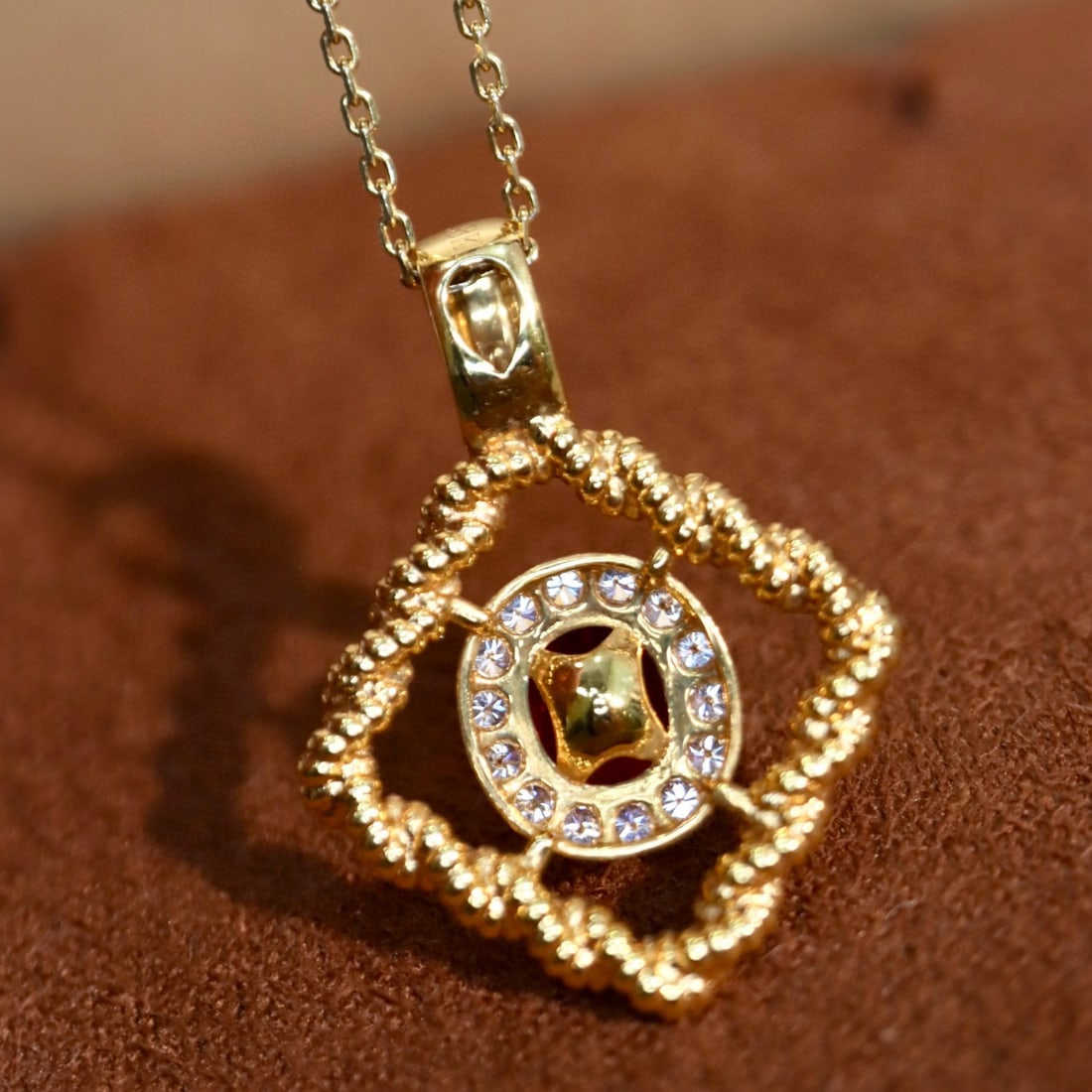 14k Gold 1.11 Ctw Vivid Red Natural Ruby & Diamond Pendant( Without Chain ) - 5
