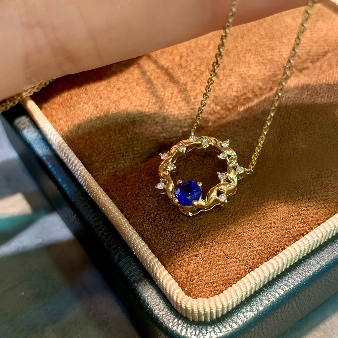 14k Gold 0.41 Ctw Natural Sapphire & Diamond Necklace - 2