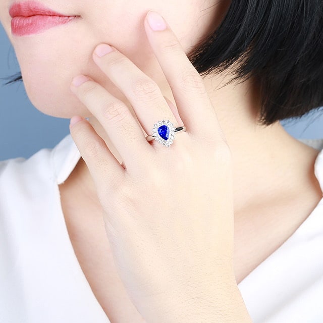 14k Gold 1.69 Ctw Natural Sapphire & Diamond Ring - 6