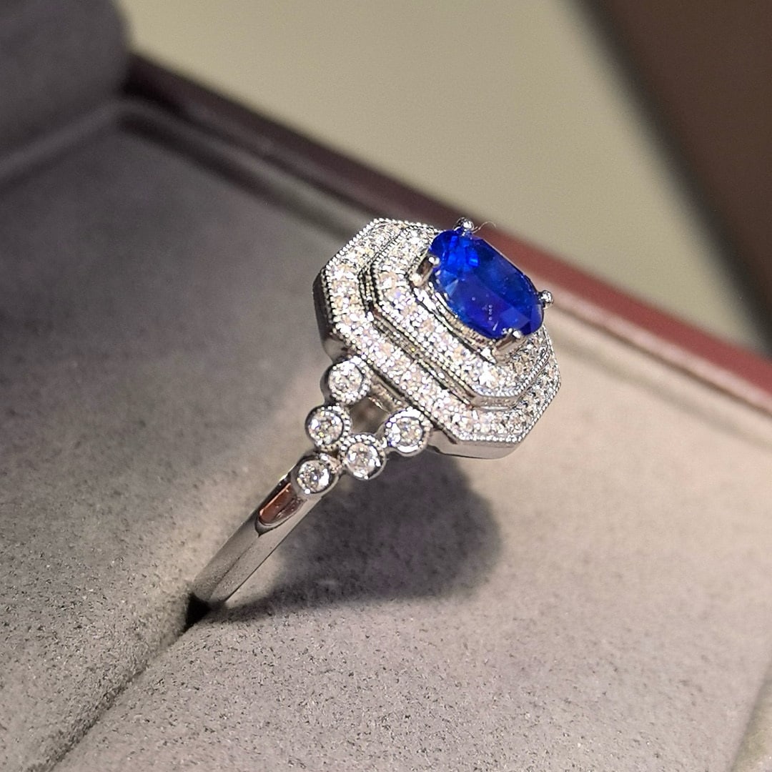 14k Gold 1.28 Ctw Natural Sapphire & Diamond Ring - 3