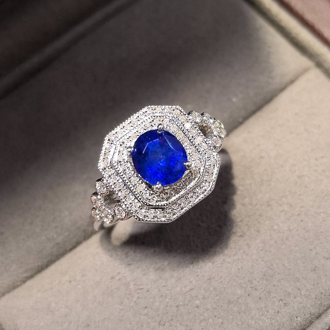 14k Gold 1.28 Ctw Natural Sapphire & Diamond Ring - 4