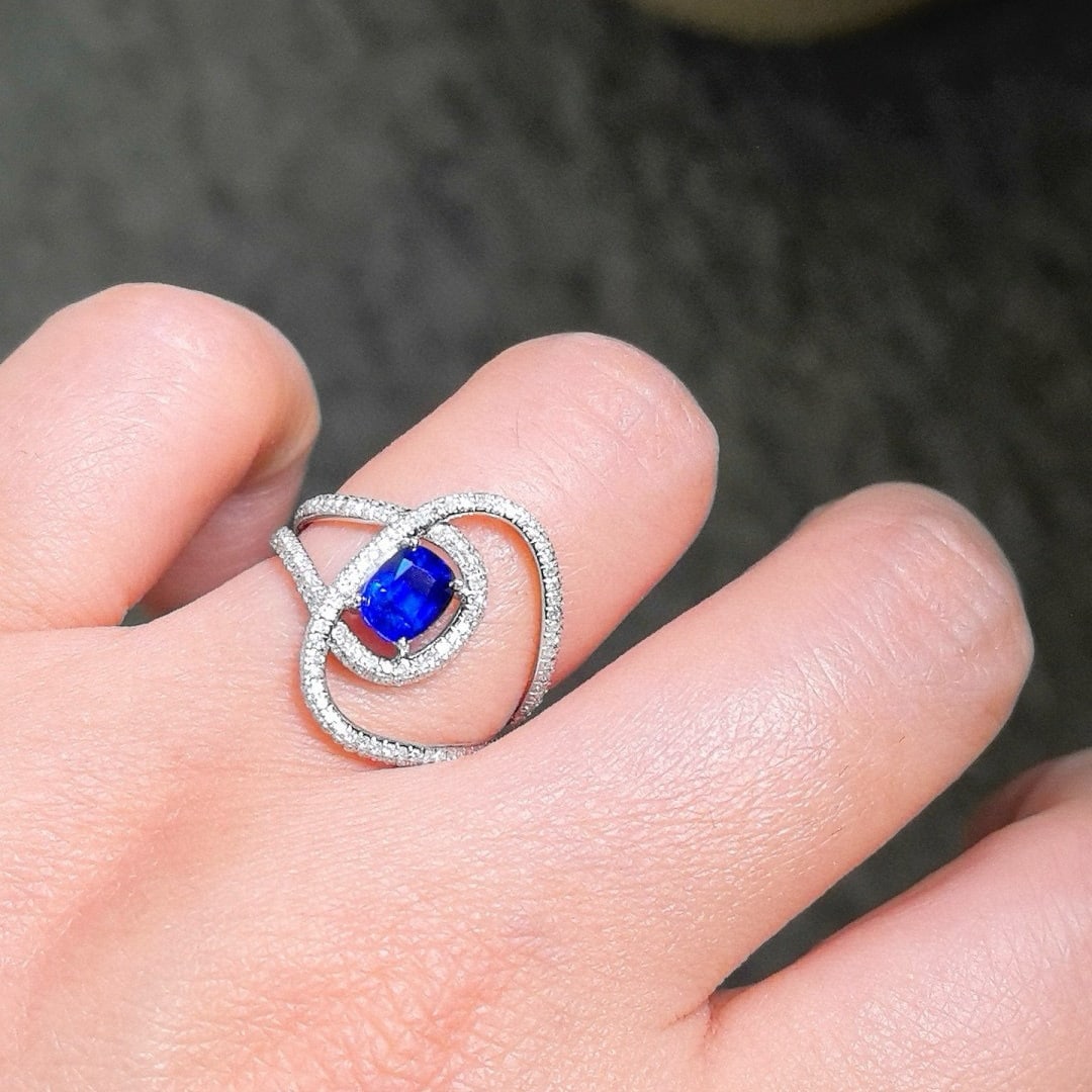 14k Gold 1.71 Ctw Natural Sapphire & Diamond Ring - 3
