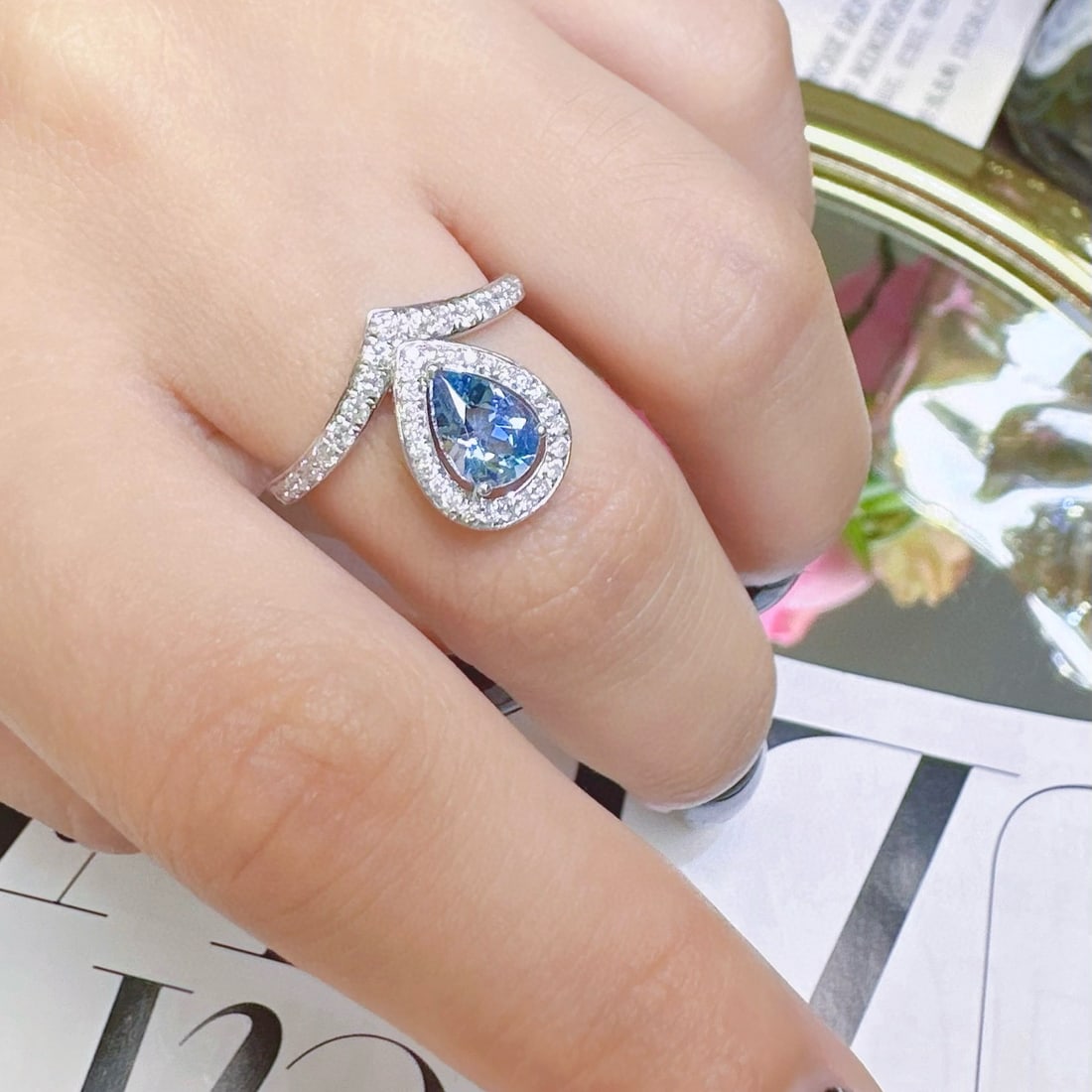 14k Gold 1.32 Ctw Natural Aquamarine & Diamond Ring - 3
