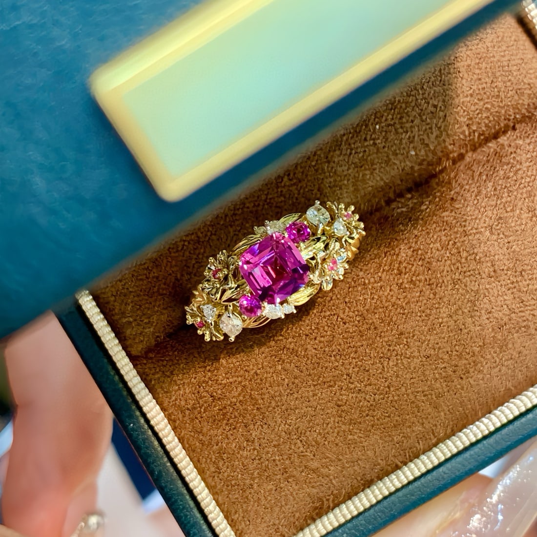 14k Gold 1.48 Ctw Natural Padparadscha Sapphire & Diamond Ring - 3