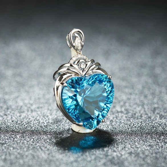 14k Gold 17.88 Ct Natural Topaz & Diamond Pendant( Without Chain ) - 2
