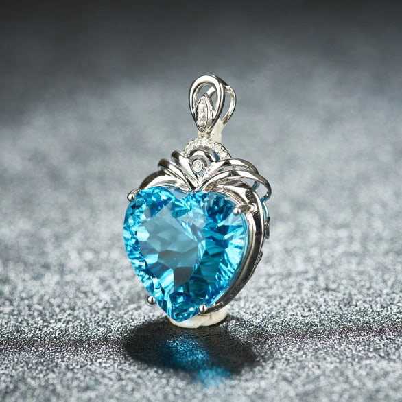 14k Gold 17.88 Ct Natural Topaz & Diamond Pendant( Without Chain ) - 3