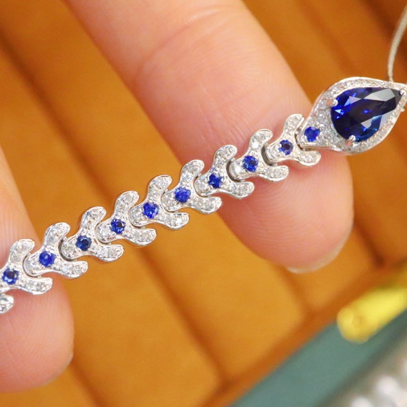 14k Gold 1.44 Ctw Natural Sapphire & Diamond Pendant( Without Chain ) - 3
