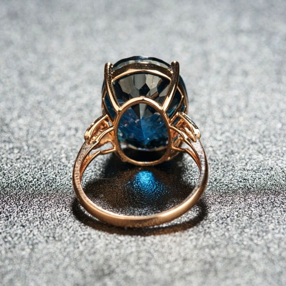 14k Gold 16.52 Ct Natural Topaz & Diamond Ring - 4