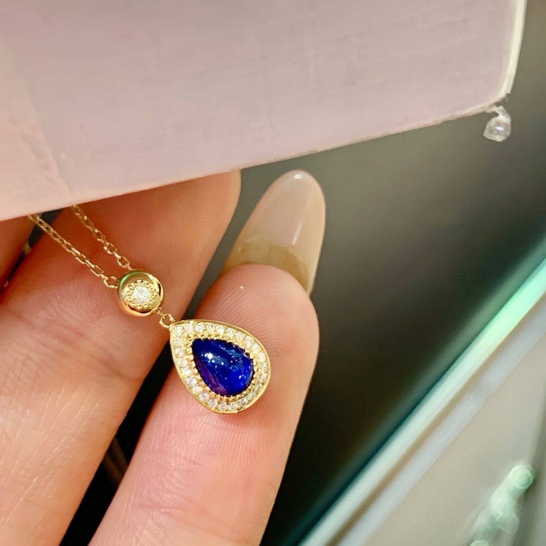 14k Gold 0.73 Ctw Natural Sapphire & Diamond Necklace - 2