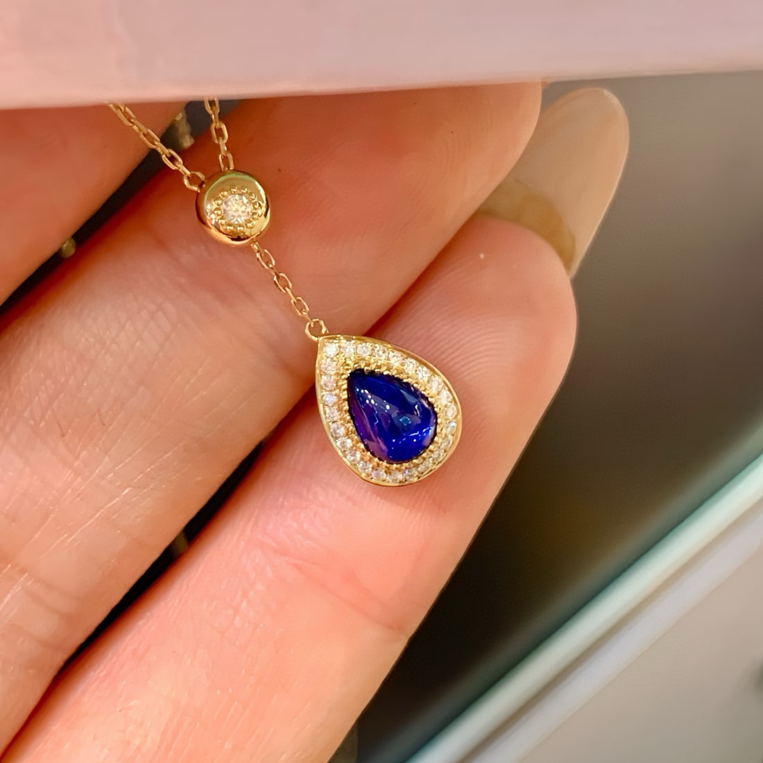 14k Gold 0.73 Ctw Natural Sapphire & Diamond Necklace - 3