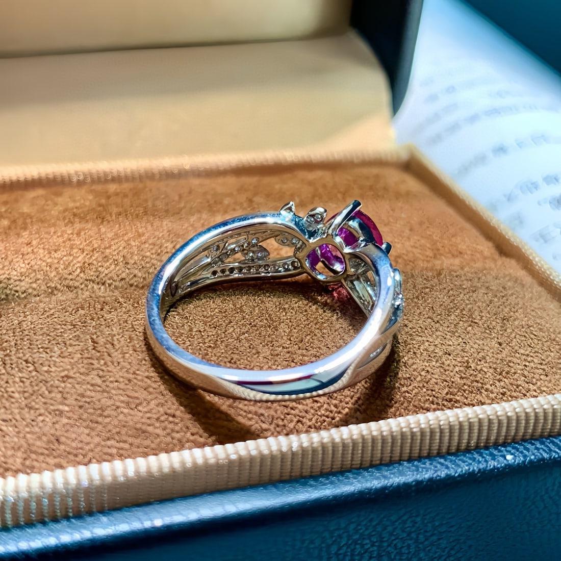 14k Gold 1.31 Ctw Natural Padparadscha Sapphire & Diamond Ring - 2