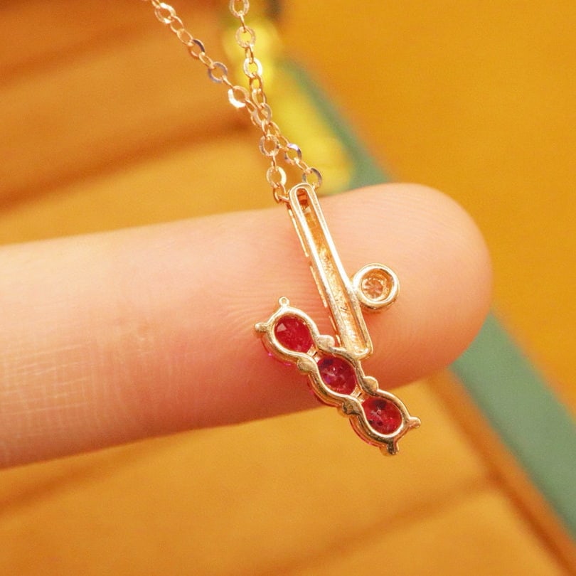 14k Gold 0.83 Ctw Natural Ruby & Diamond Pendant( Without Chain ) - 4