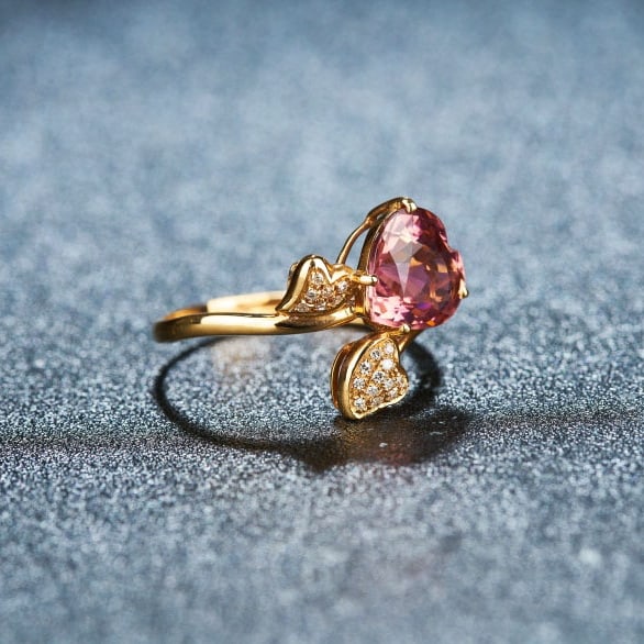 14k Gold 2.1 Ct Natural Tourmaline & Diamond Ring - 2