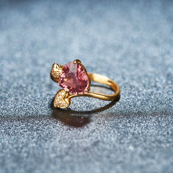 14k Gold 2.1 Ct Natural Tourmaline & Diamond Ring - 3