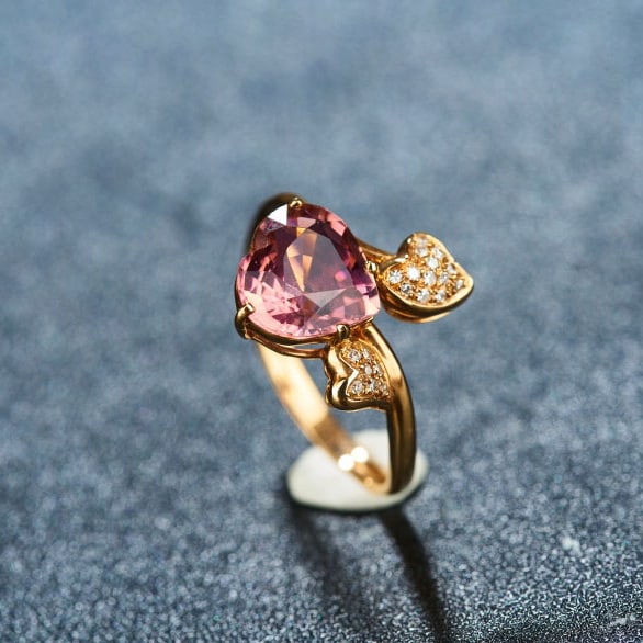 14k Gold 2.1 Ct Natural Tourmaline & Diamond Ring - 5