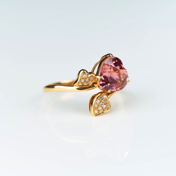 14k Gold 2.1 Ct Natural Tourmaline & Diamond Ring - 7