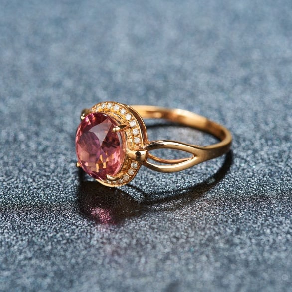 14k Gold 2.89 Ct Natural Tourmaline & Diamond Ring - 3