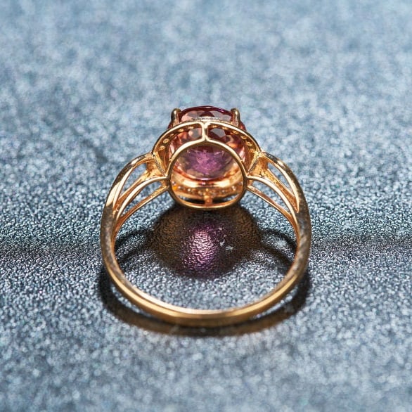 14k Gold 2.89 Ct Natural Tourmaline & Diamond Ring - 4