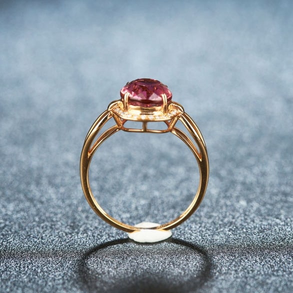14k Gold 2.89 Ct Natural Tourmaline & Diamond Ring - 5