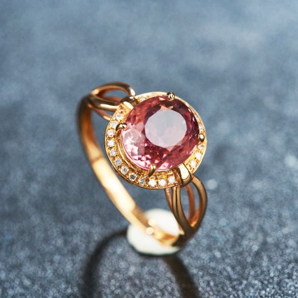 14k Gold 2.89 Ct Natural Tourmaline & Diamond Ring - 6