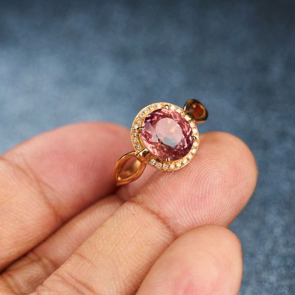 14k Gold 2.89 Ct Natural Tourmaline & Diamond Ring - 7