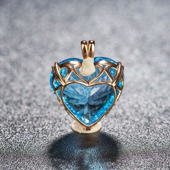 14k Gold 24.68 Ct Natural Topaz & Diamond Pendant( Without Chain ) - 3