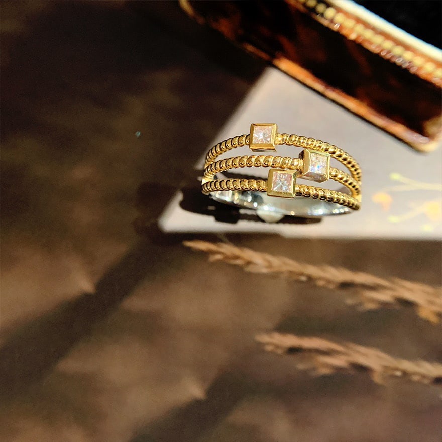 14k Gold 0.6 Ct Natural H Diamond Ring - 4
