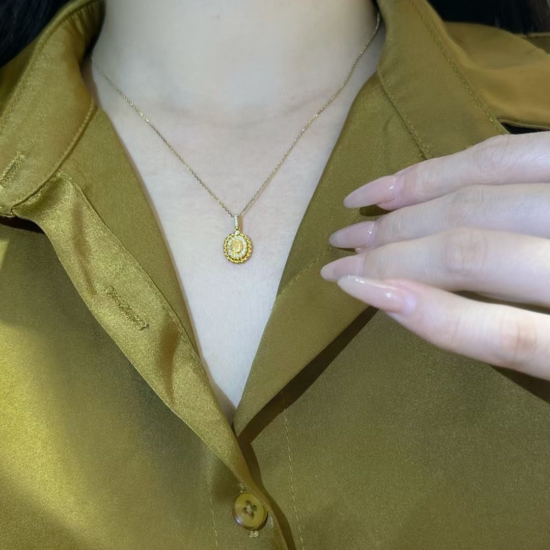 14k Gold 0.32 Ctw Natural Yellow Diamond & Diamond Necklace - 6