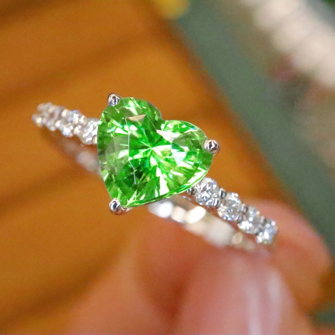 14k Gold 1.24 Ctw Natural Tsavorite & Diamond Ring - 2