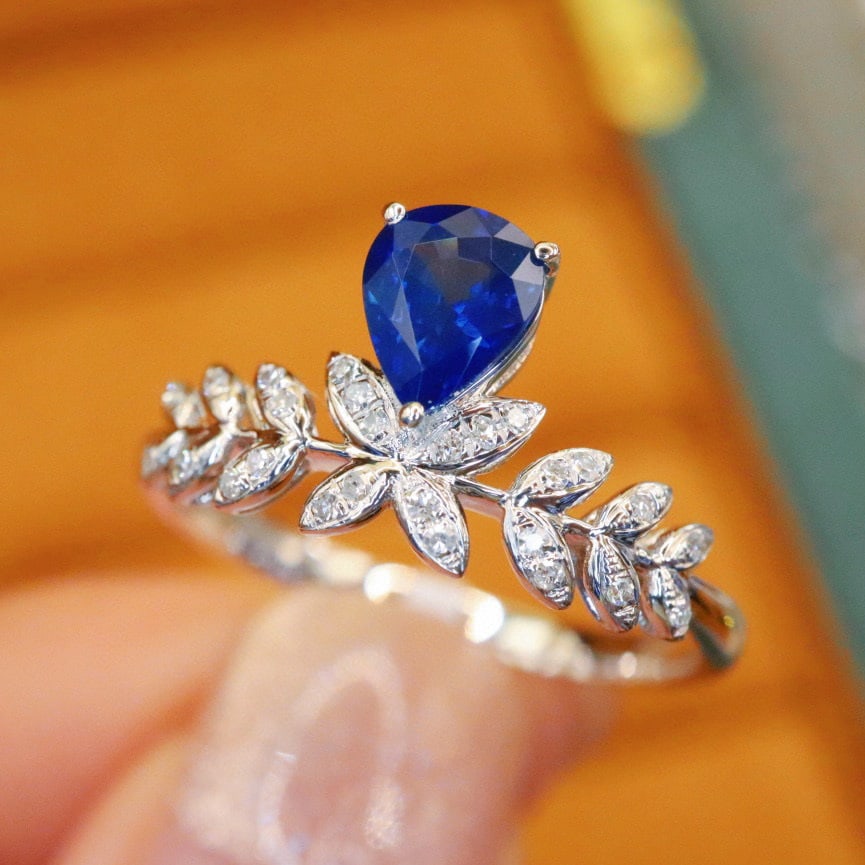 14k Gold 0.76 Ctw Natural Sapphire & Diamond Ring - 2