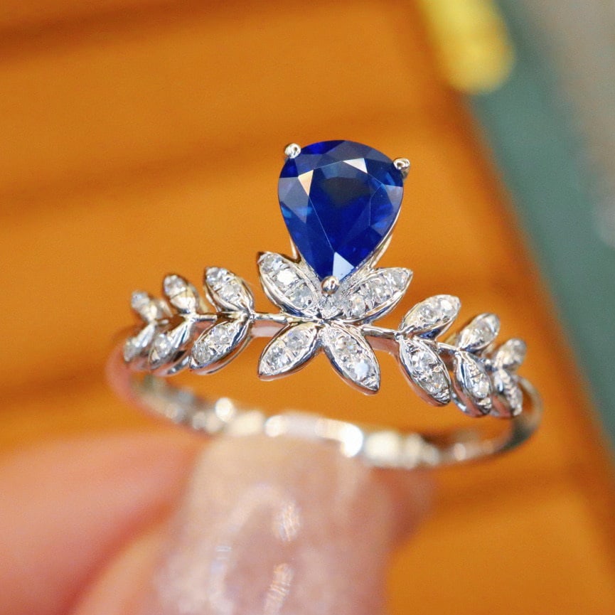14k Gold 0.76 Ctw Natural Sapphire & Diamond Ring - 3